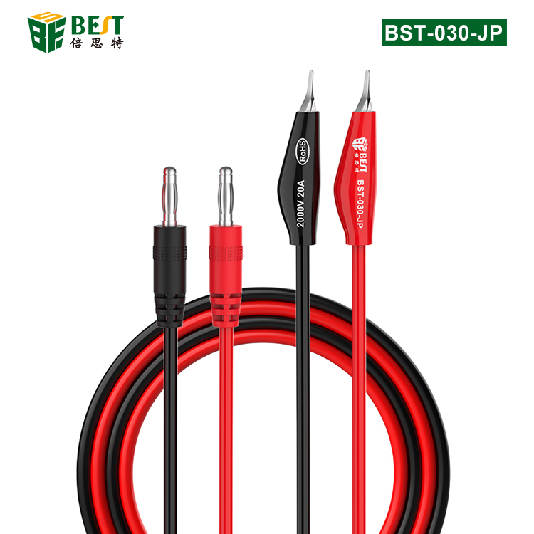 BST-030-JP 超導(dǎo)傳輸香蕉頭轉(zhuǎn)海豚夾測(cè)試線 電力測(cè)試線 高壓電源夾子 萬用表插頭 香蕉頭導(dǎo)線 海豚夾純銅帶線試驗(yàn) 夾子線 2000V20A大電流